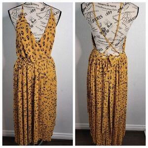 Fame And Partners Wrap Dress 6 Accordion Leopard Print Cottagecore Mobwife Boho